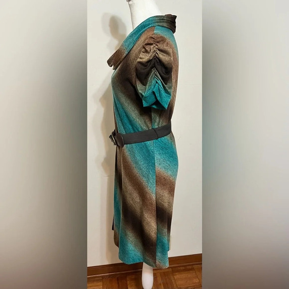 Robbie Bee Signature Cowl Neck Ruched Short Sleeve Dress Sz PM - Picture 2 of 13